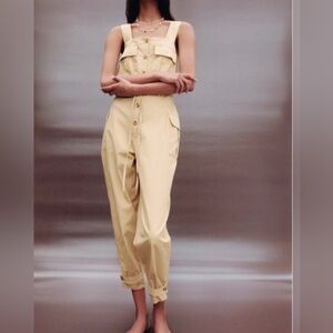 ZARA Women Romper Overall Cargo Full Length Long Jumpsuit Pocket Belted Size M